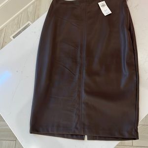Brand new midi A&F dark brown “vegan leather” skirt.